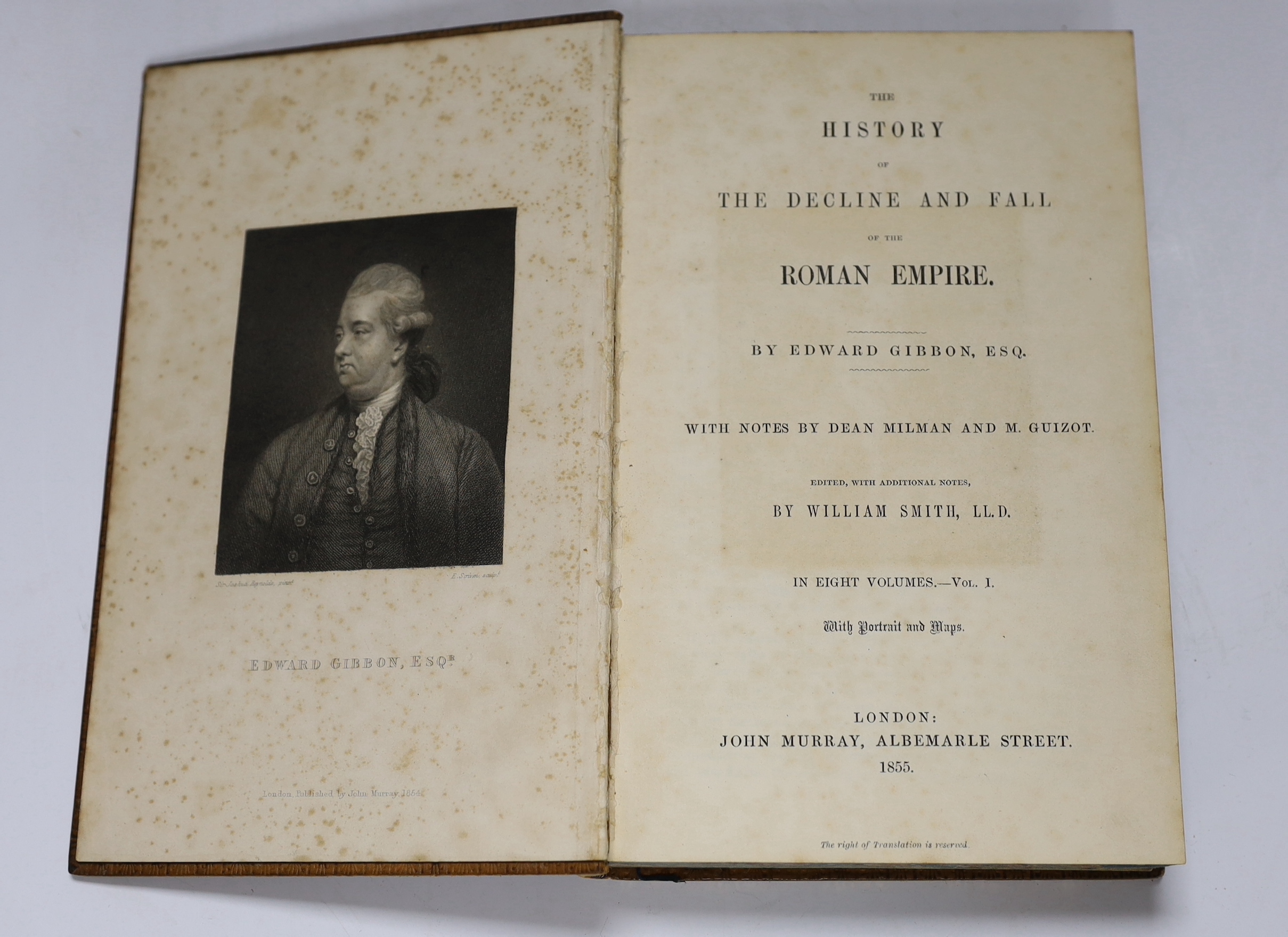 Gibbon, Edward - The History of the Decline and Fall of the Roman Empire ... (new edition) 8vols., edited, with additional notes, by William Smith. portrait frontis and 14 maps (mostly folded